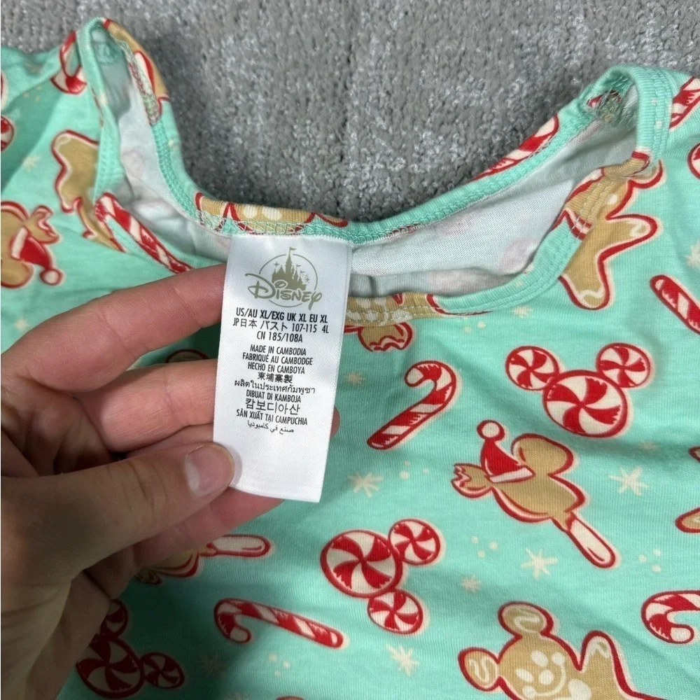 Disney Gingerbread Candy Cane Mickey Mouse Adult PJ Set Womens Size XL - Picture 4 of 9